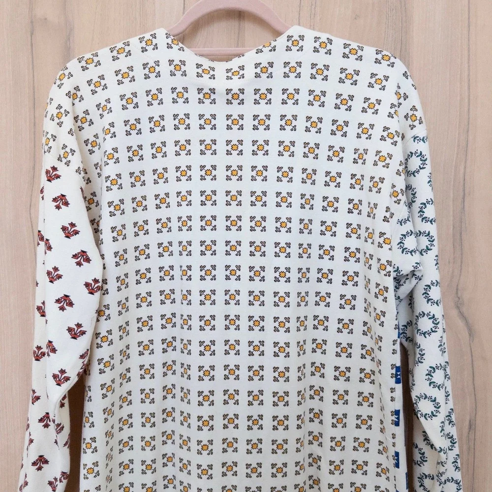 Vintage Womens Patchwork Cardigan Size M White Artsy Indie‎ Boho Cottage
